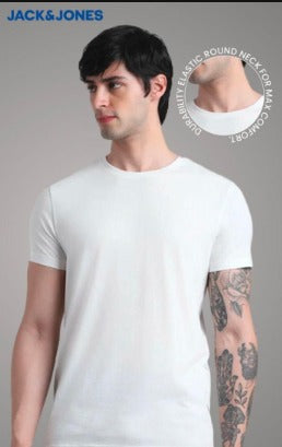 JACK & JONES Joren Round Neck T-Shirt for Men – Black & White
