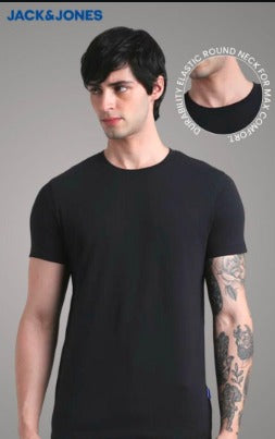 JACK & JONES Joren Round Neck T-Shirt for Men – Black & White