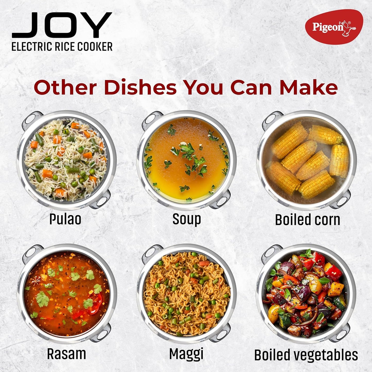 Joy Rice Cooker with Single pot, 1 litres. (White) | Toughened Glass Lid | 400 Watts | Aluminium Cooking Pot