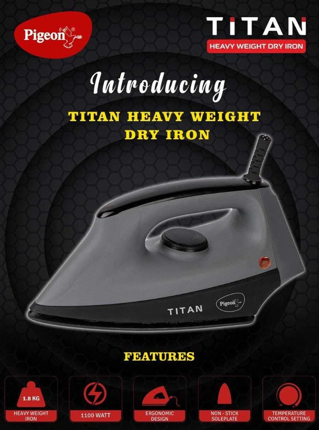 Pigeon Heavy Weight 1.8 Kg 1100 W Dry Iron