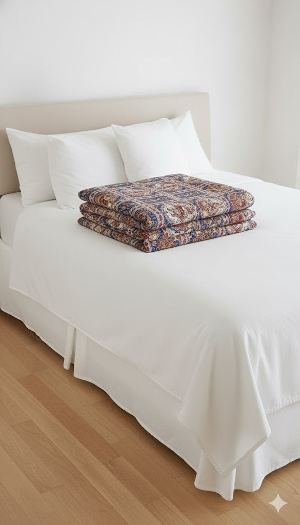 200 TC Pure Cotton Reversible Traditional Jaipuri Design Printed Light Weight Double Bed Quilt/Razai/Rajai - [Double Bed- 2.2X 2.4Meter] (Design 12)| TC - 200,Multicolor