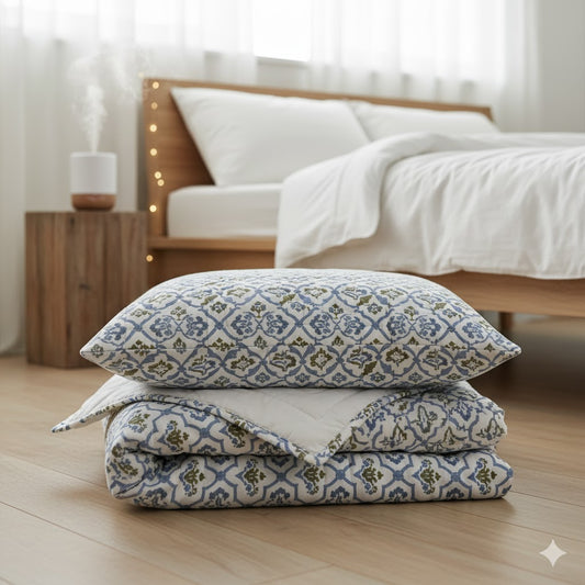 200 TC Pure Cotton Reversible Traditional Jaipuri Design Printed Light Weight Double Bed Quilt/Razai/Rajai - [Double Bed- 2.2X 2.4Meter] (Design 10)| TC - 200,Multicolor