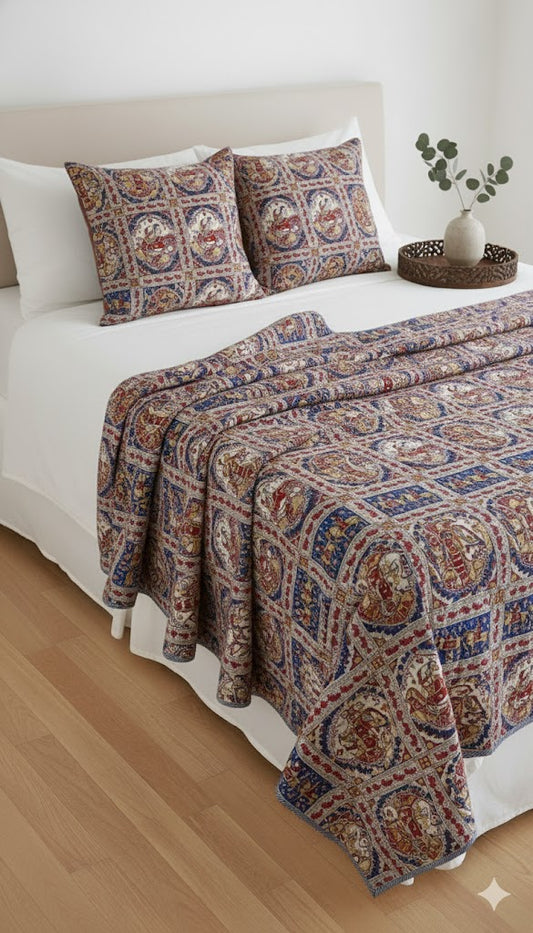 200 TC Pure Cotton Reversible Traditional Jaipuri Design Printed Light Weight Double Bed Quilt/Razai/Rajai - [Double Bed- 2.2X 2.4Meter] (Design 12)| TC - 200,Multicolor