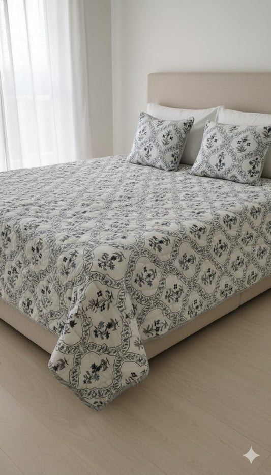 200 TC Pure Cotton Reversible Traditional Jaipuri Design Printed Light Weight Double Bed Quilt/Razai/Rajai - [Double Bed- 2.2X 2.4Meter] (Design 15)| TC - 200,Multicolor