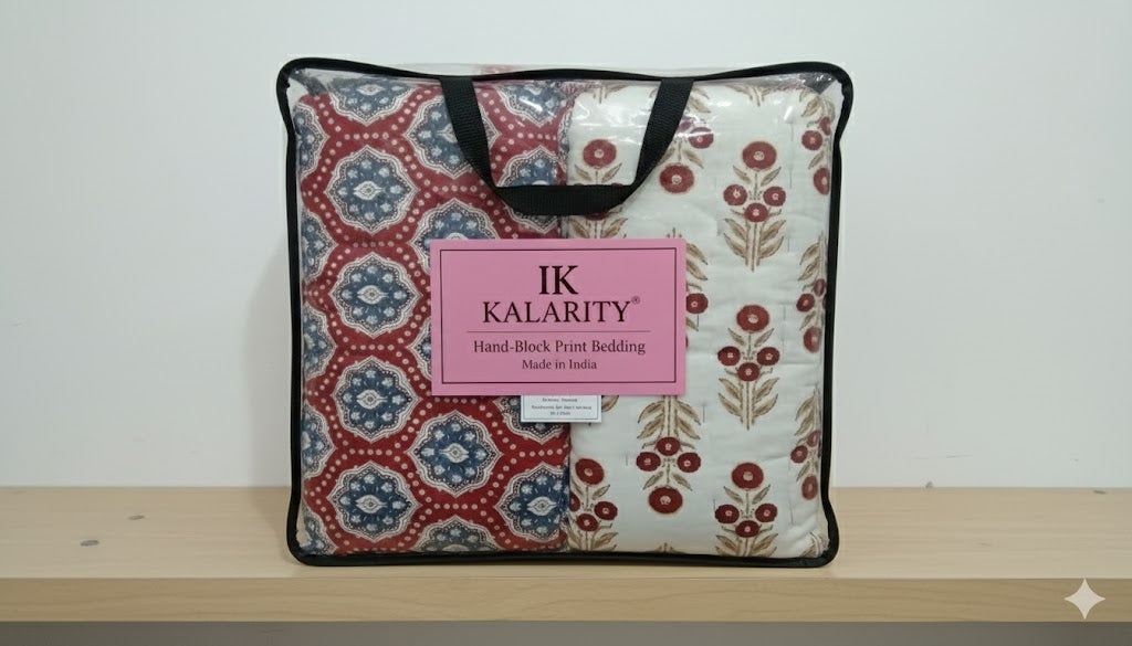 200 TC Pure Cotton Reversible Traditional Jaipuri Design Printed Light Weight Double Bed Quilt/Razai/Rajai - [Double Bed- 2.2X 2.4Meter] (Design 21)| TC - 200,Multicolor