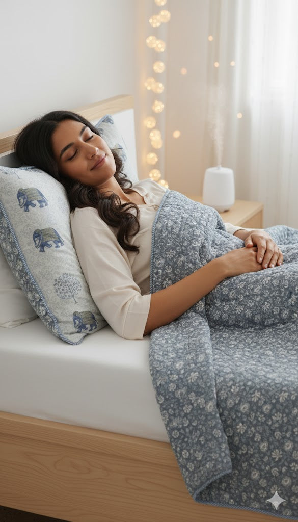200 TC Pure Cotton Reversible Traditional Jaipuri Design Printed Light Weight Double Bed Quilt/Razai/Rajai - [Double Bed- 2.2X 2.4Meter] (Design 9)| TC - 200,Multicolor