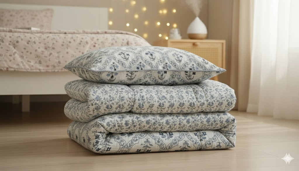 200 TC Pure Cotton Reversible Traditional Jaipuri Design Printed Light Weight Double Bed Quilt/Razai/Rajai - [Double Bed- 2.2X 2.4Meter] (Design 15)| TC - 200,Multicolor